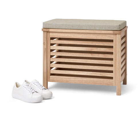 Tchibo - Sedací truhla z masivního dřeva se sedákem - barva: hnědá