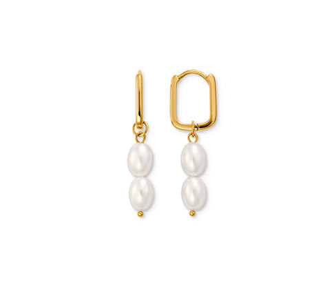 Tchibo - Závěsné náušnice s perlami - barva: bílá