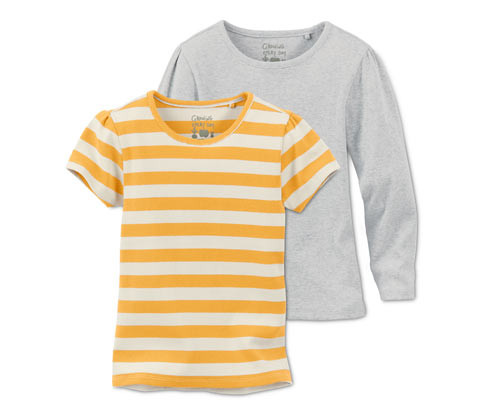 Tchibo - Žebrovaná trička - pro dívky - vel. 86/92 - barva: šedá/s proužky