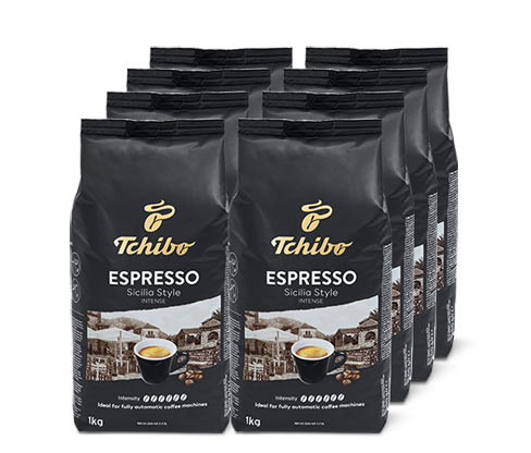 Tchibo Espresso Sicilia Style - 8 x 1 kg zrnkové kávy - Intenzita: 6/6