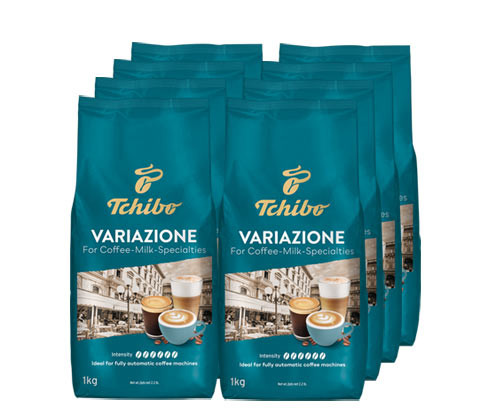 Tchibo Variazione – 8 x 1 kg zrnkové kávy - Intenzita: 6/6