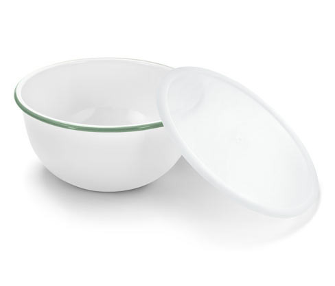 Tchibo - Smaltované mísy na servírování a přípravu s víkem - barva: bílá