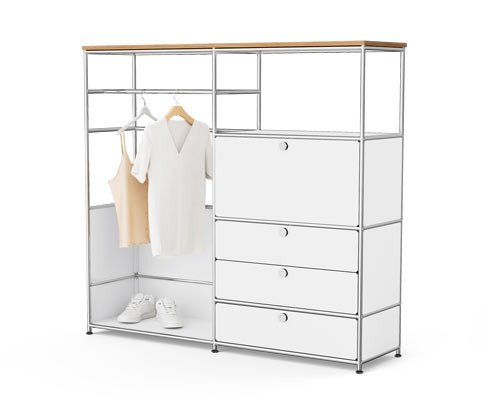 Tchibo - Kovová skříň »Cn3« s dřevěnou deskou - barva: bílá