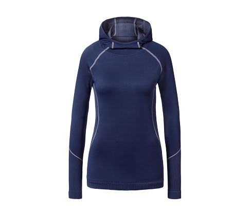 Tchibo - Bezešvé funkční triko s kapucí - pro ženy - vel. XS 32/34 - barva: modrá