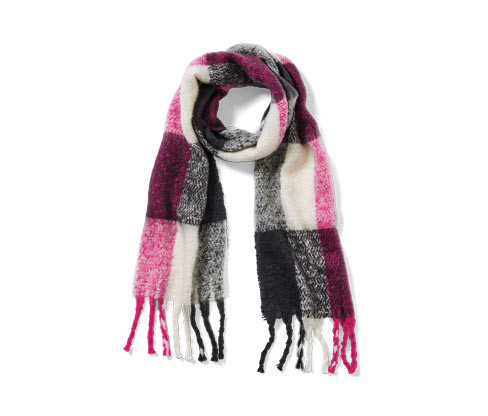 Tchibo - Kostkovaná tkaná šála - barva: bílá