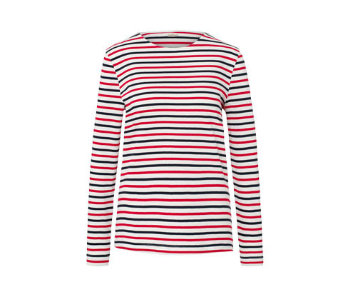 Tchibo - Proužkované triko s dlouhým rukávem - pro ženy - vel. S 36/38 - barva: modrá/s proužky