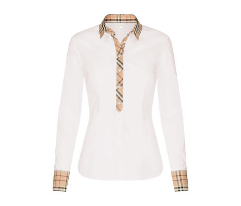 Tchibo - Popelínová halenka s kostkovaným detailem Seidensticker - pro ženy - vel. 36 - barva: bílá