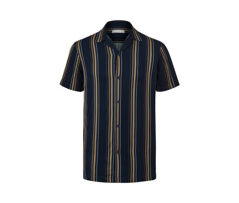 Tchibo - Košile s krátkým rukávem - pro muže - vel. M 48/50 - barva: modrá/s proužky