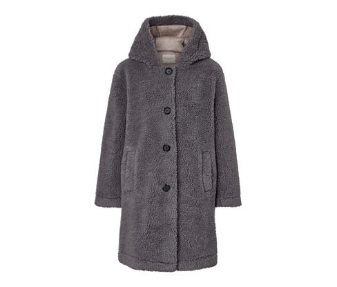 Tchibo - Plyšový kabát s kapucí - pro ženy - vel. 36 - barva: šedá