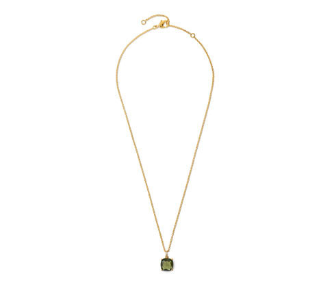 Tchibo - Náhrdelník Forest se zeleným skleněným kamínkem - barva: bílá