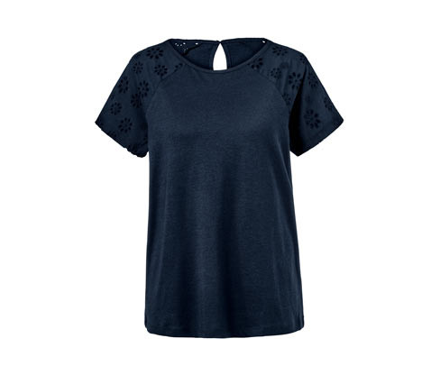Tchibo - Triko s výšivkou - pro ženy - vel. S 36/38 - barva: modrá