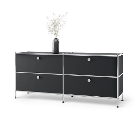 Tchibo - Nízká kovová skříňka »Cn3« se 4 zásuvkami - barva: černá