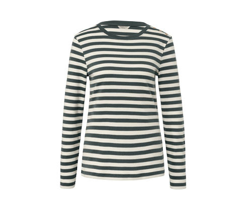 Tchibo - Proužkované triko s dlouhým rukávem - pro ženy - vel. S 36/38 - barva: bílá/s proužky