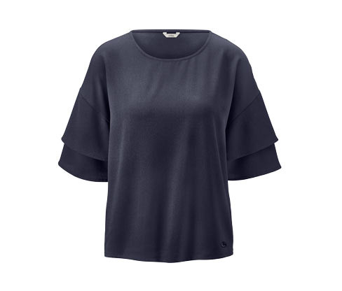 Tchibo - Tričko s tkanou vsadkou - pro ženy - vel. S 36/38 - barva: modrá