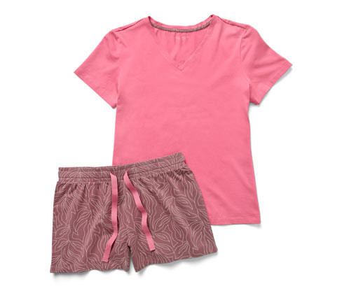 Tchibo - Krátké pyžamo - pro ženy - vel. XS 32/34 - barva: růžová/s potiskem