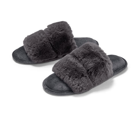 Tchibo - Plyšové pantofle - pro ženy - vel. 36-37 - barva: šedá