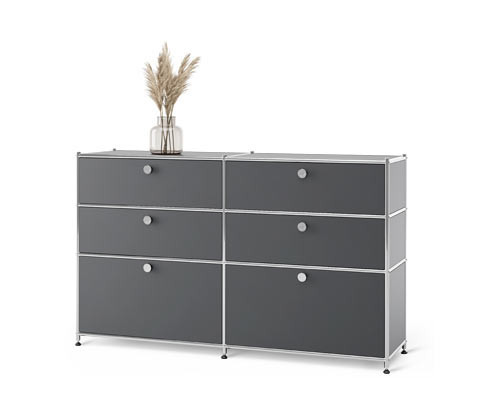 Tchibo - Kovová komoda »Cn3« se 6 zásuvkami - barva: šedá