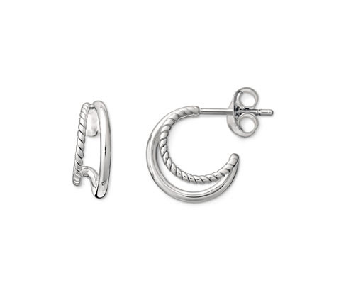 Tchibo - Dvojité kreolky - barva: stříbrná