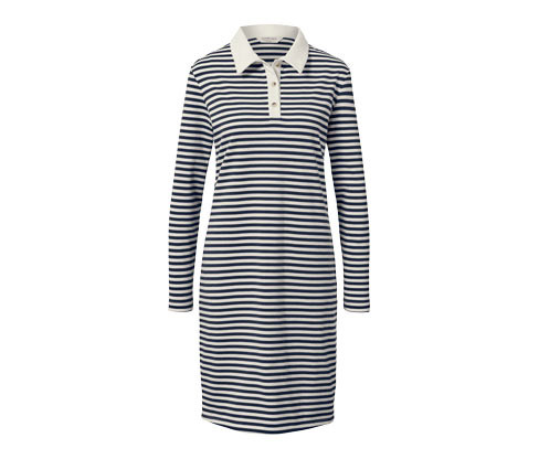 Tchibo - Pruhované šaty z teplákoviny s polo límečkem - pro ženy - vel. S 36/38 - barva: modrá/s proužky