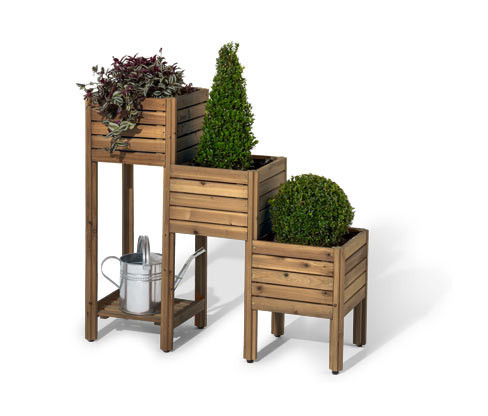 Tchibo - Truhlíkové schody »Tinus« s policí - barva: hnědá