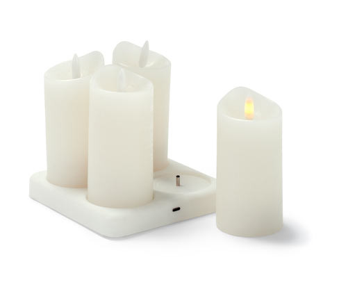 Tchibo - Dobíjecí svíčky z pravého vosku s LED - barva: bílá