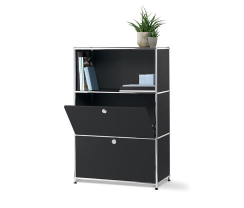 Tchibo - Kovový regál CN3 se 2 výklopnými dvířky - barva: černá