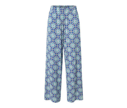 Tchibo - Kalhoty se širokými nohavicemi - pro ženy - vel. S 36/38 - barva: modrá/s potiskem