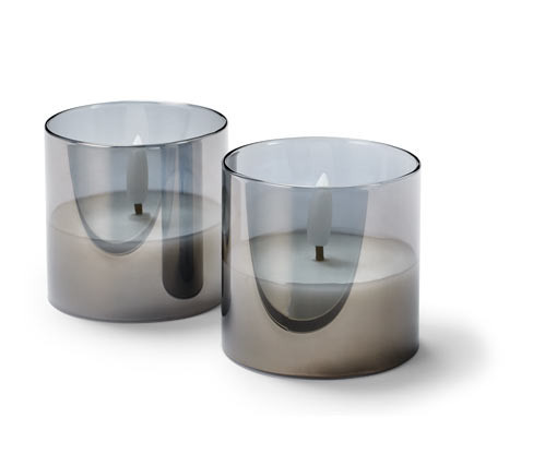 Tchibo - Svíčky z pravého vosku ve skle s LED - barva: šedá