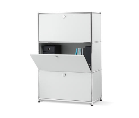 Tchibo - Kovový regál CN3 se 3 výklopnými dvířky - barva: bílá