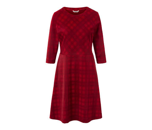 Tchibo - Kostkované žakárové šaty - pro ženy - vel. S 36/38 - barva: červená/kostkovaný