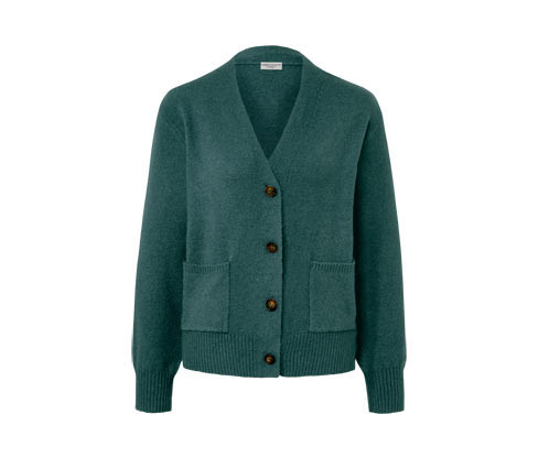 Tchibo - Pletený svetr s vlnou - pro ženy - vel. S 36/38 - barva: zelená