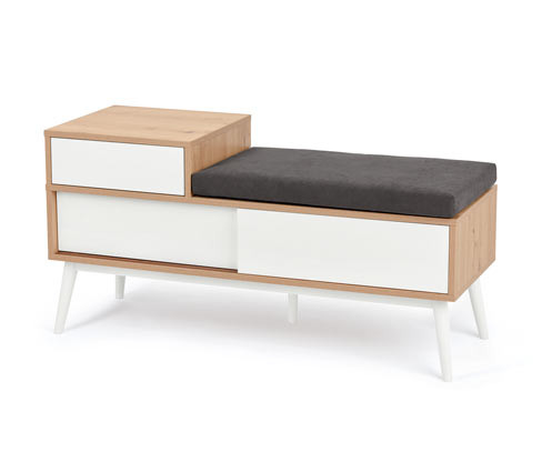 Tchibo - Lavice s přihrádkou na boty - barva: bílá