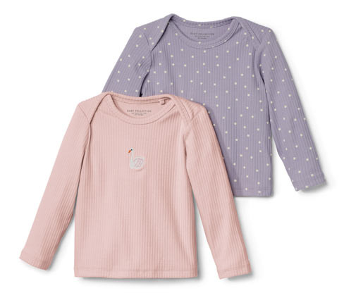 Tchibo - Trika s dlouhým rukávem a žebrovanou strukturou pro miminka - pro miminko - vel. 50/56 - barva: růžová