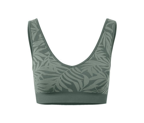 Tchibo - Bezešvá sportovní podprsenka - pro ženy - vel. XS 32/34 - barva: zelená/žakár