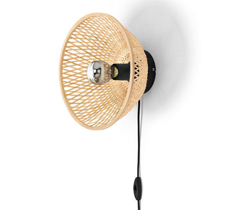 Tchibo - Nástěnná lampa s bambusovým stínítkem - barva: černá