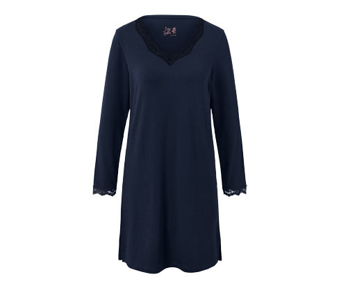 Tchibo - Noční košile s krajkovým lemem - pro ženy - vel. S 36/38 - barva: modrá