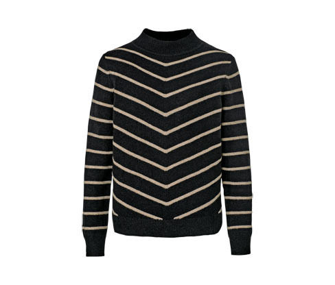 Tchibo - Pletený svetr se stojáčkem a proužky - pro ženy - vel. S 36/38 - barva: černá/s proužky
