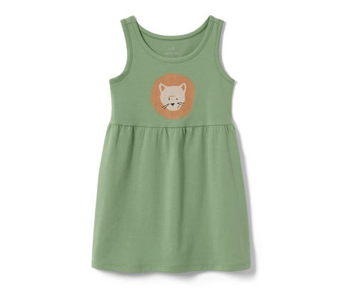 Tchibo - Dívčí žerzejové šaty - vel. 86/92 - barva: zelená/s potiskem