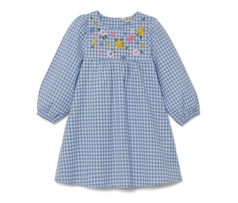 Tchibo - Dívčí tkané šaty - pro dívky - vel. 86/92 - barva: modrá/kostkovaný
