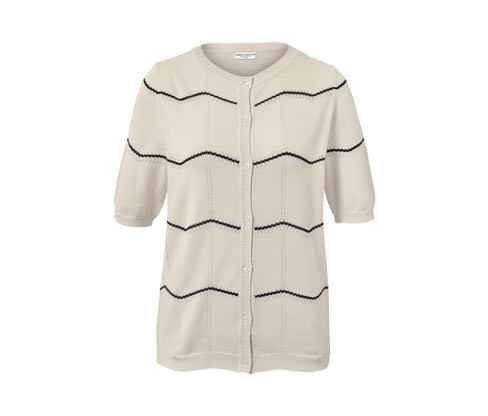 Tchibo - Kardigan z jemného úpletu s ažurovým vzorem - pro ženy - vel. S 36/38 - barva: modrá/s proužky