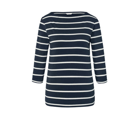 Tchibo - Proužkované triko se 3/4 rukávem - pro ženy - vel. S 36/38 - barva: modrá/s proužky
