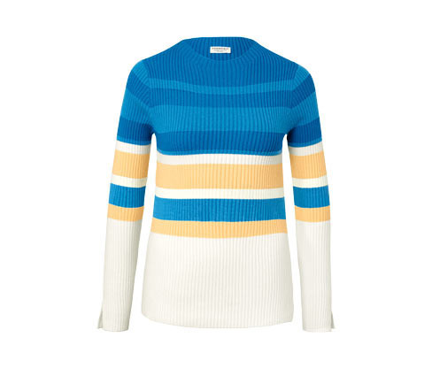 Tchibo - Svetr přes hlavu ze žebrovaného úpletu - pro ženy - vel. S 36/38 - barva: modrá/s proužky