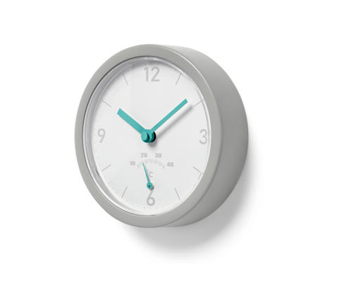 Tchibo - Bezdrátové nástěnné hodiny do koupelny s teploměrem - barva: bílá