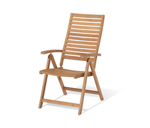 Tchibo - Vysoké teakové křeslo s nastavitelným opěradlem - barva: hnědá