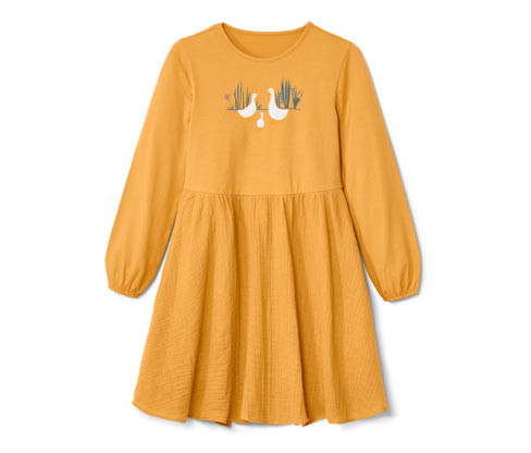 Tchibo - Dětské tkané šaty - pro dívky - vel. 110/116 - barva: žlutá