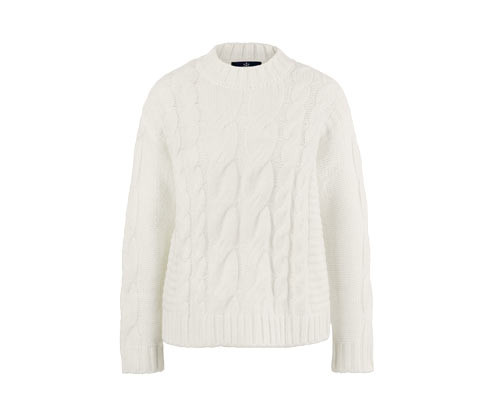 Tchibo - Pletený svetr s copánkovým vzorem - pro ženy - vel. S 36/38 - barva: bílá