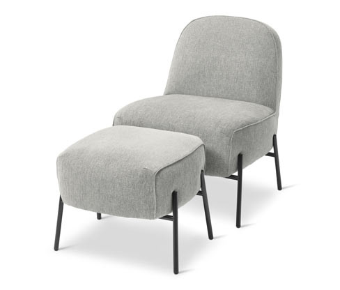 Tchibo - Křeslo s podnožkou - barva: šedá