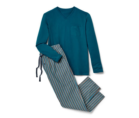 Tchibo - Pyžamo s tkanými kalhotami - pro muže - vel. S 44/46 - barva: modrá/s proužky