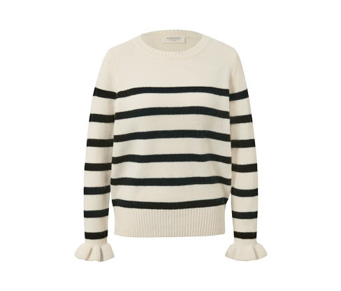 Tchibo - Pletený svetr s volánkovými detaily - pro ženy - vel. S 36/38 - barva: černá