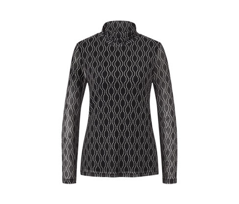 Tchibo - Síťované rolákové triko s potiskem - pro ženy - vel. S 36/38 - barva: černá/s potiskem